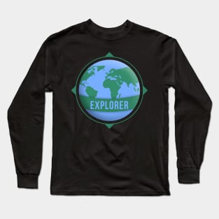 Explorer Globe Travel And Adventure Across The World Long Sleeve T-Shirt